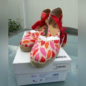 CASTAÑER Chiara by Diane Von Furstenberg Espadrilles Red and Pink Lips pattern